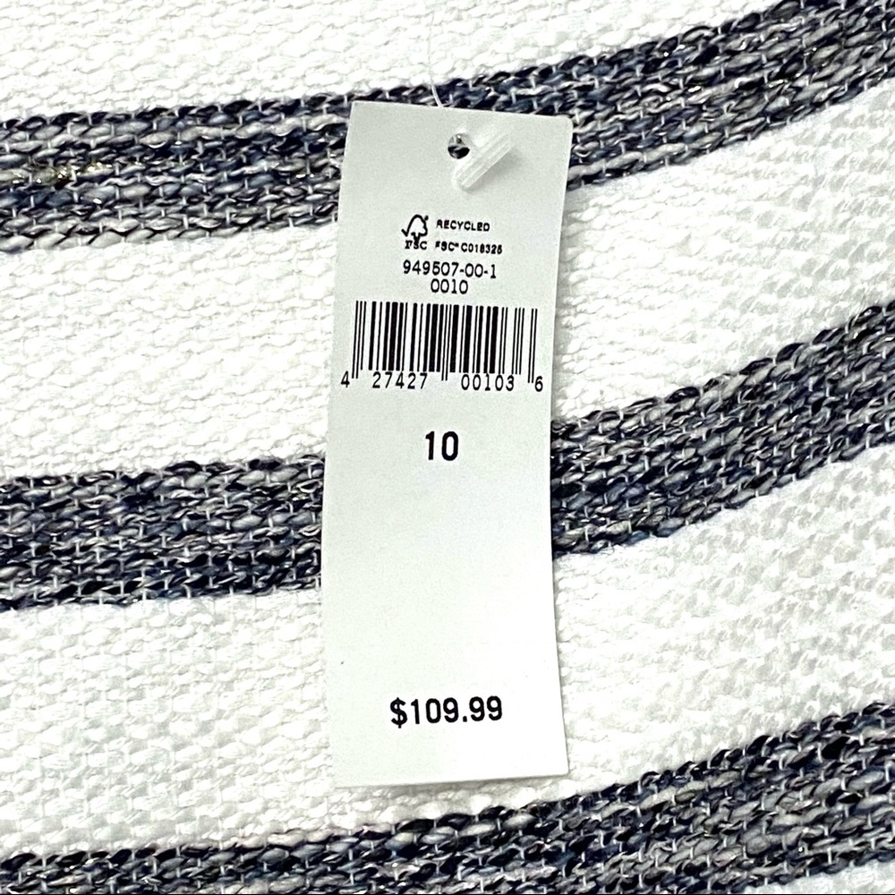 NEW Banana Republic Belted Striped Tweed Sheath Midi Event Dress Cap Sleeves 10 - Picture 7 of 9